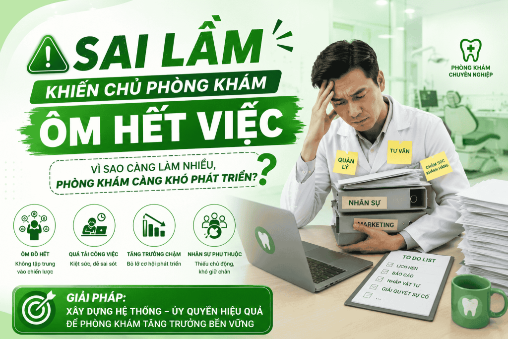 Sai lầm khiến chủ phòng khám ôm hết việc: Vì sao càng làm nhiều, phòng khám càng khó phát triển?