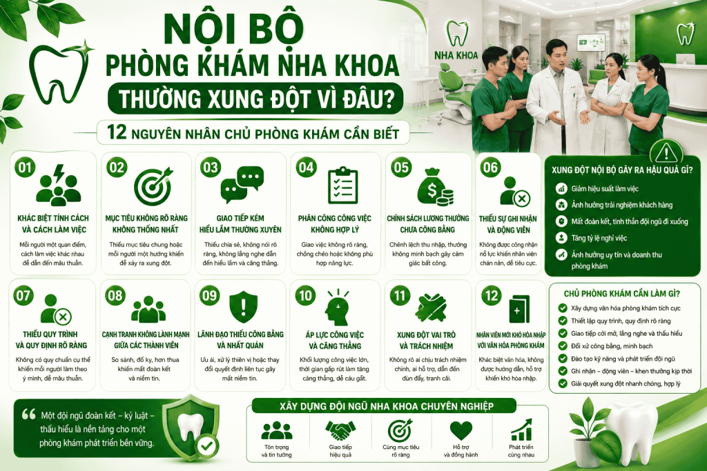 Nội Bộ Phòng Khám Nha Khoa Thường Xung Đột Vì Đâu? 12 Nguyên Nhân Gốc Rễ Chủ Phòng Khám Cần Biết