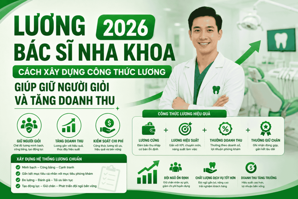 Lương Bác Sĩ Nha Khoa 2026 – Cách Xây Dựng Công Thức Lương Giúp Giữ Người Giỏi Và Tăng Doanh Thu