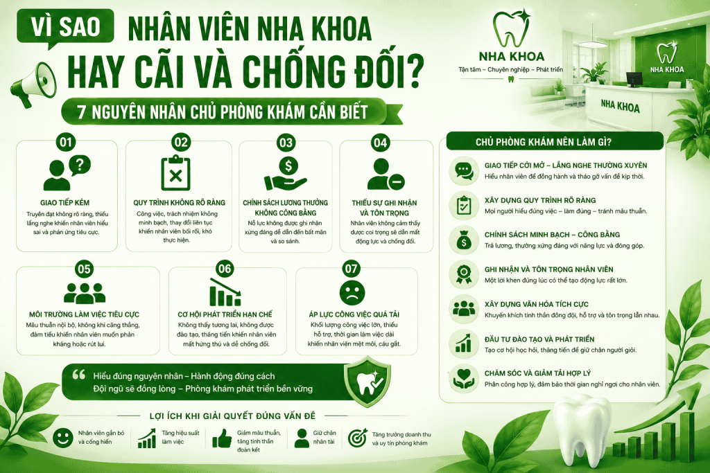 Vì Sao Nhân Viên Nha Khoa Hay Cãi Và Chống Đối? 7 Nguyên Nhân Chủ Phòng Khám Cần Biết