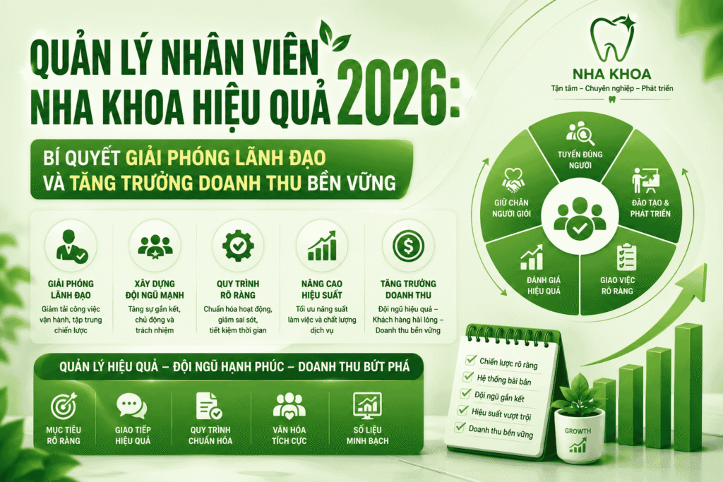 Quản Lý Nhân Viên Nha Khoa Hiệu Quả 2026: Bí Quyết Giải Phóng Lãnh Đạo Và Tăng Trưởng Doanh Thu Bền Vững