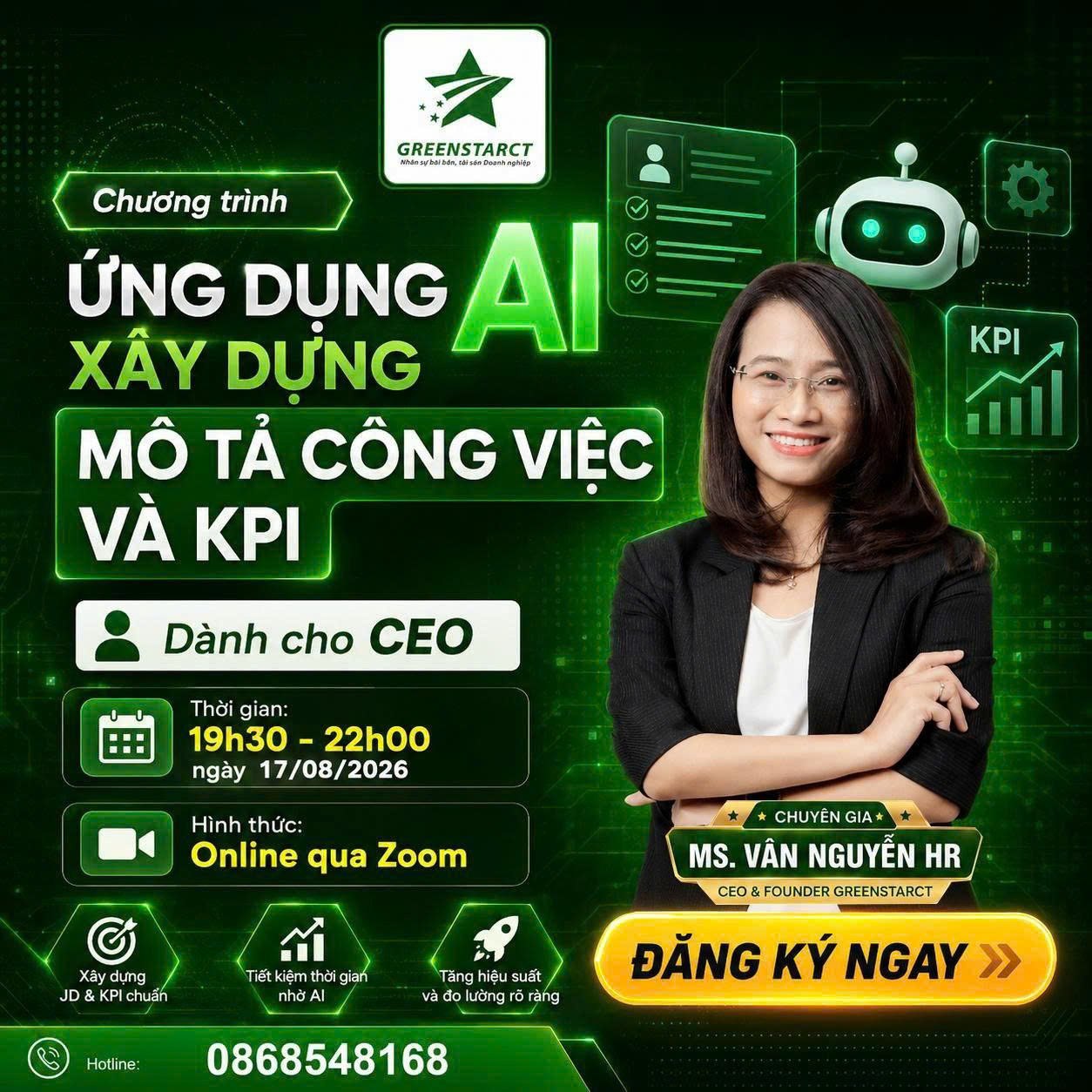 Chương trình ứng dụng AI xây dựng mô tả công việc và KPI dành cho CEO của GreenStarCT